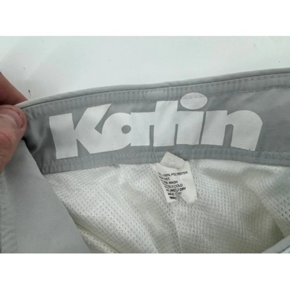 Katin Board Shorts Mens 33 White Grey Graphic Feather Surf Swim Trunks 100% Poly